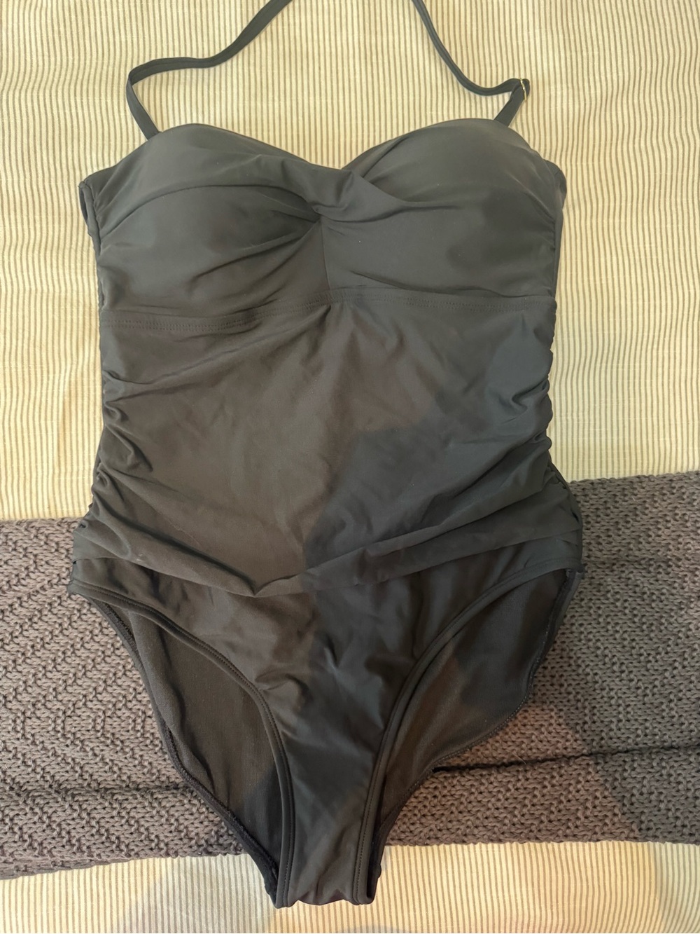 Catalina Black One-Piece Swimsuit with Removable Straps and tummy coverage